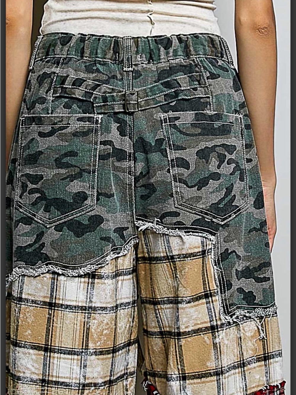 POL Camo Plaid Patchwork 2-Piece Set: Wide Leg Pants & Maxi Jacket - Picture 11 of 16